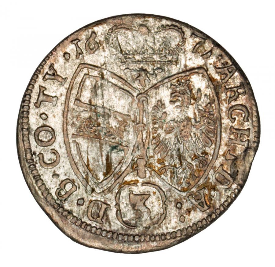 3 krajcary 1671 Leopold I Habsburg Austria Tyrol Hall