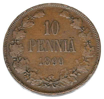10 pennia 1899 Mikołaj II Finlandia rosyjska Helsinki