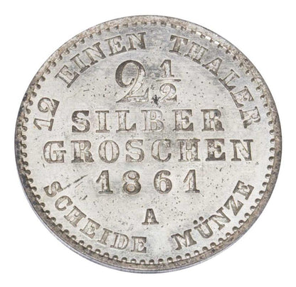 2 1/2 grosza srebrnego 1861 Wilhelm I Niemcy Berlin A